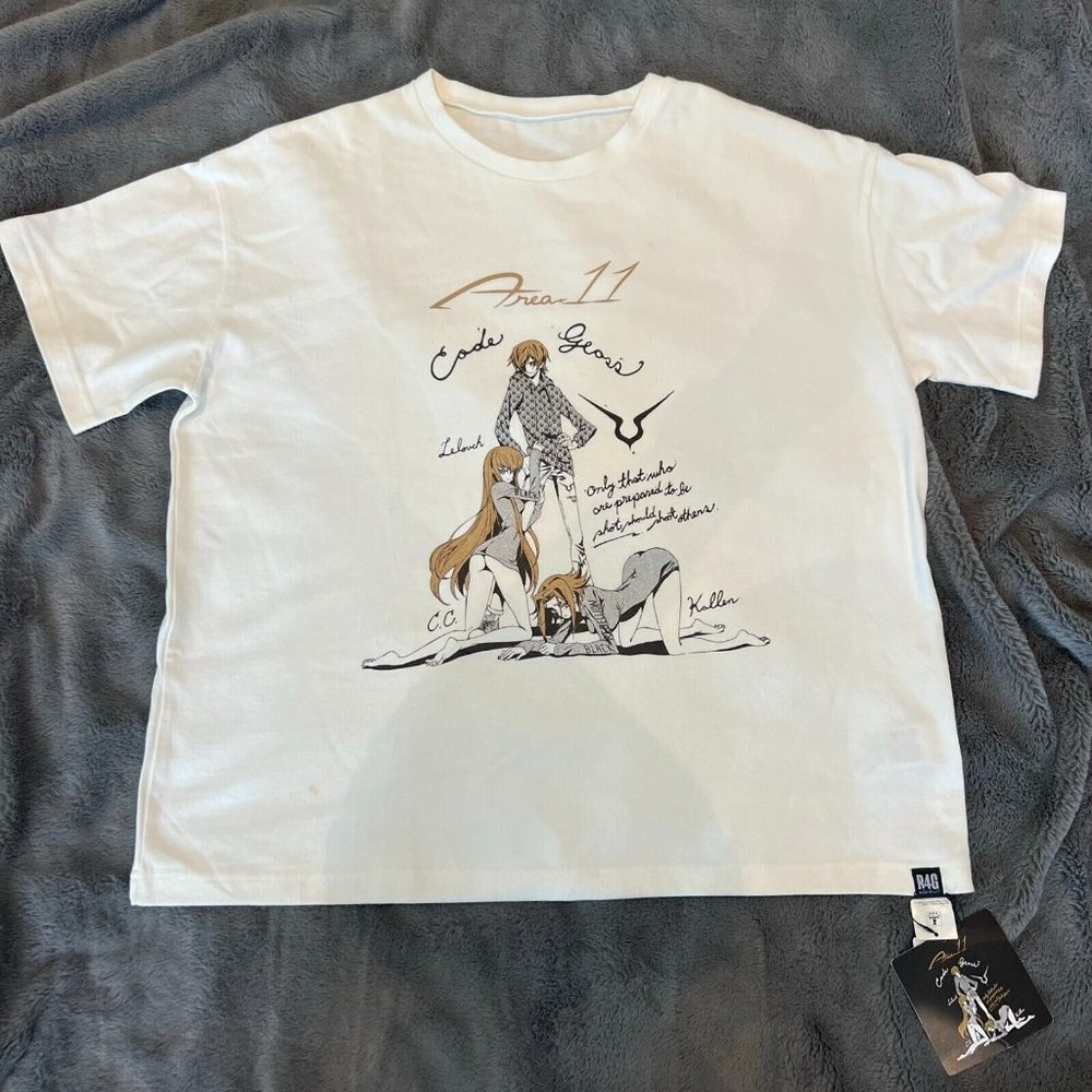 Code Geass Shirt Anime R4G Area 11 Japan XL Black Rebellion Girls White Sexy